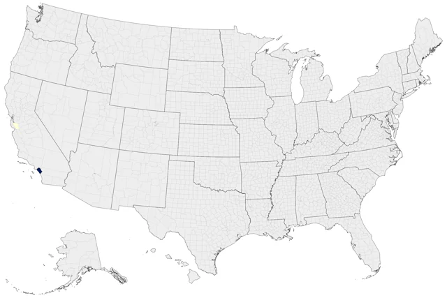 Black-winged Bishop county map