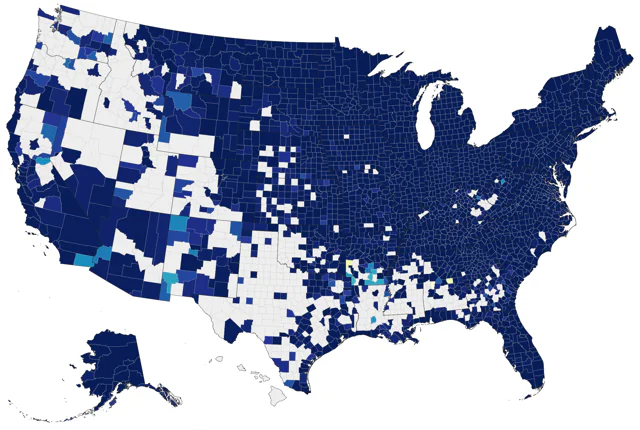 Blackpoll Warbler county map