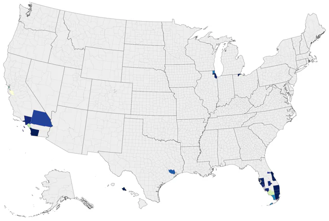 Blue-crowned Parakeet county map