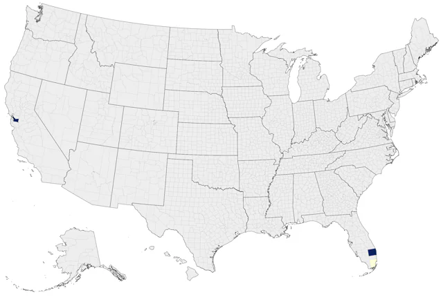 Blue-gray Tanager county map