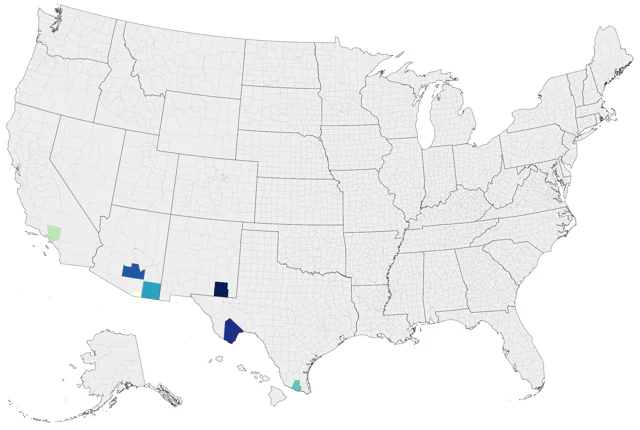 Blue Mockingbird county map