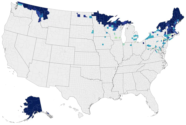 Boreal Chickadee county map