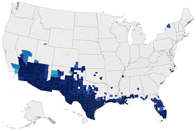 Bronzed Cowbird county map