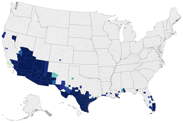 Brown-crested Flycatcher county map