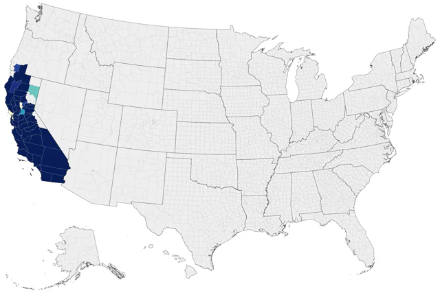 California Thrasher county map