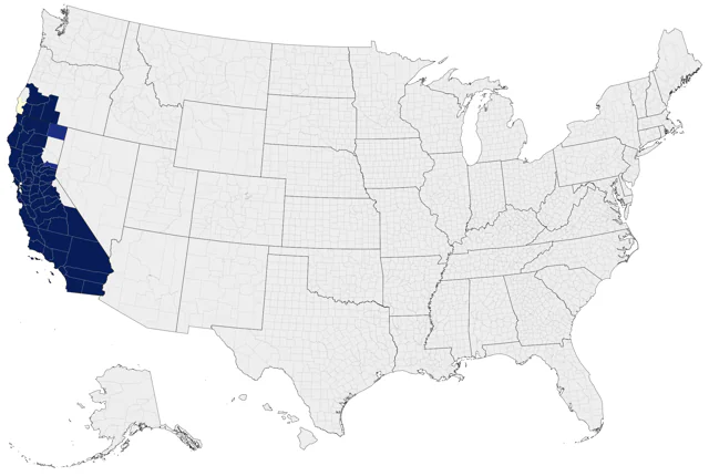 California Towhee county map