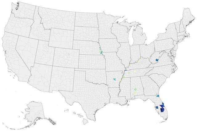 Carolina Parakeet county map
