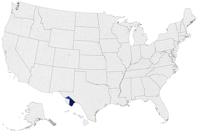 Colima Warbler county map