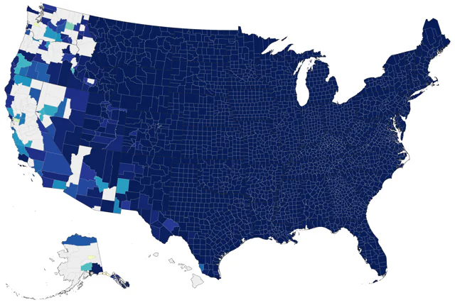 Common Grackle county map