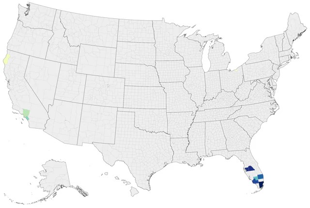 Common Hill Myna county map
