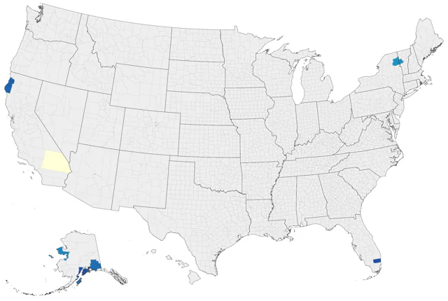 Common Pochard county map