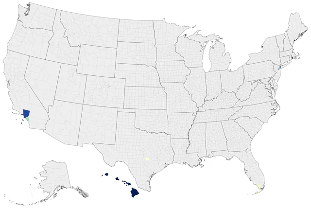 Common Waxbill county map