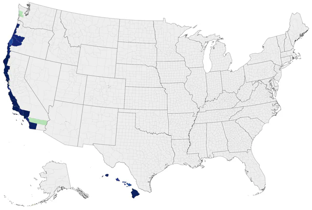 Cook's Petrel county map