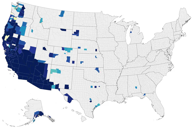 Costa's Hummingbird county map