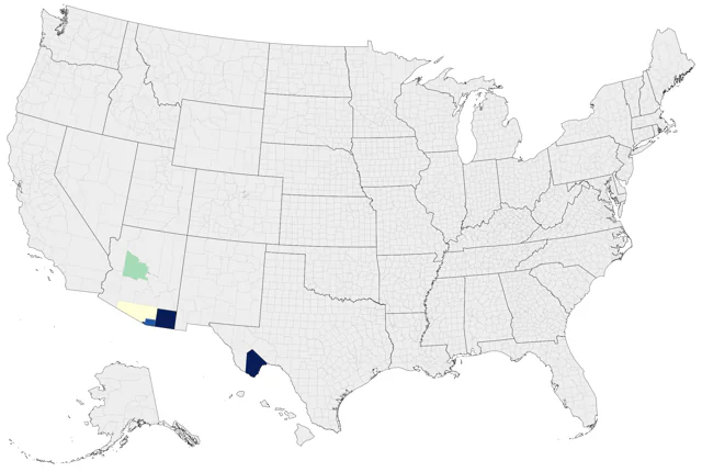 Crescent-chested Warbler county map