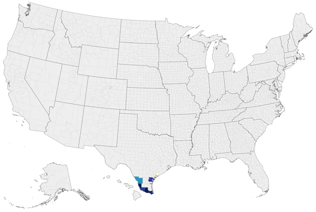 Crimson-collared Grosbeak county map