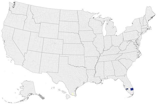 Dark-billed Cuckoo county map