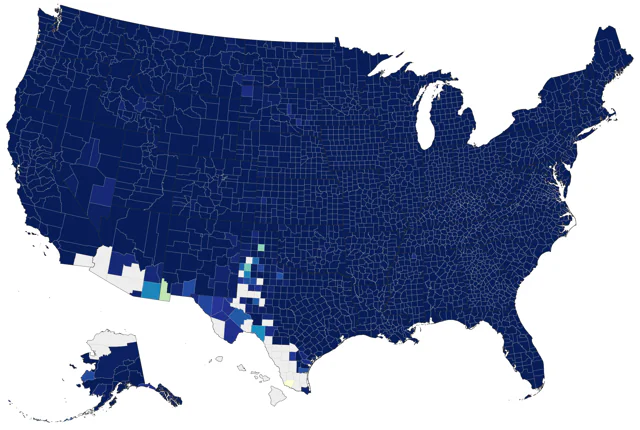 Downy Woodpecker county map