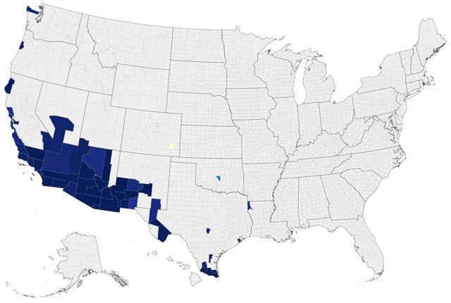 Dusky-capped Flycatcher county map