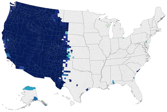 Dusky Flycatcher county map