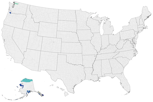 Dusky Thrush county map