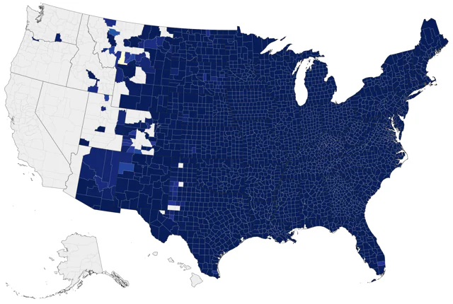 Eastern Bluebird county map