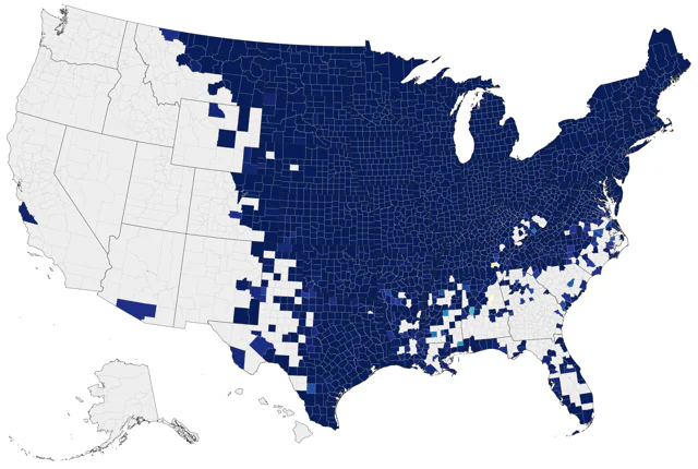 Eastern Warbling Vireo county map