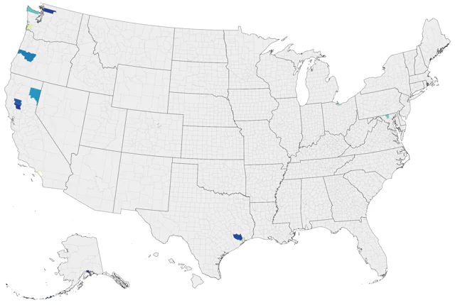 Falcated Duck county map