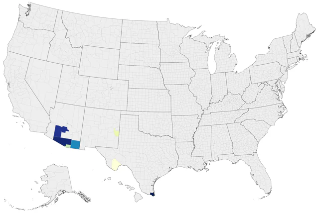Fan-tailed Warbler county map