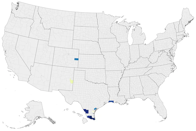 Golden-crowned Warbler county map