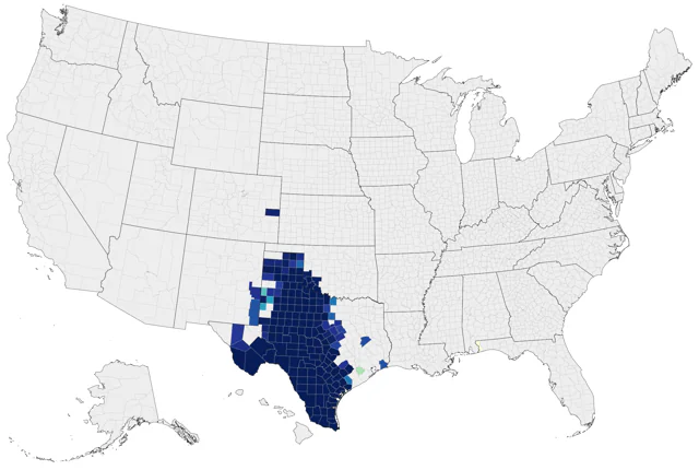 Golden-fronted Woodpecker county map
