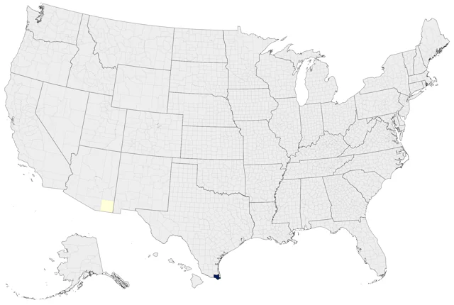 Gray-collared Becard county map