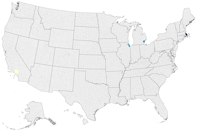 Gray-crowned Goldfinch county map