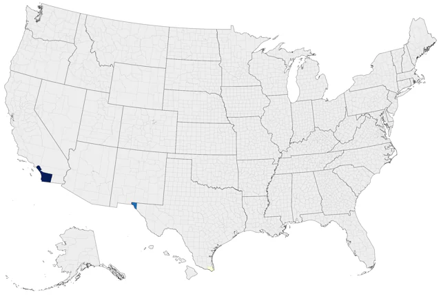 Gray Silky-flycatcher county map