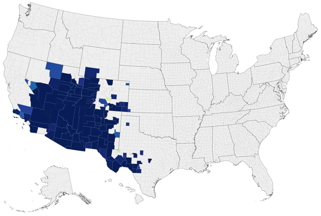 Gray Vireo county map