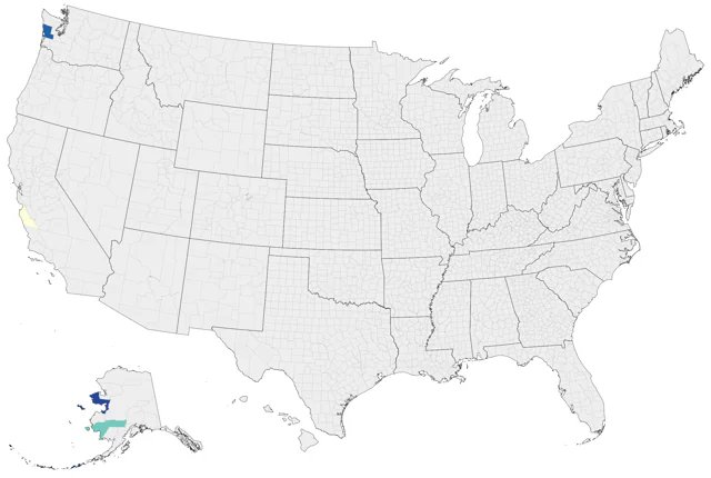 Gray Wagtail county map