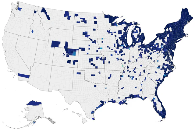 Great Black-backed Gull county map
