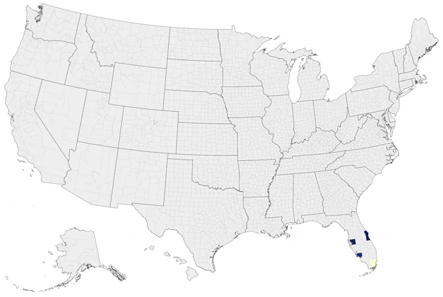 Great White Pelican county map