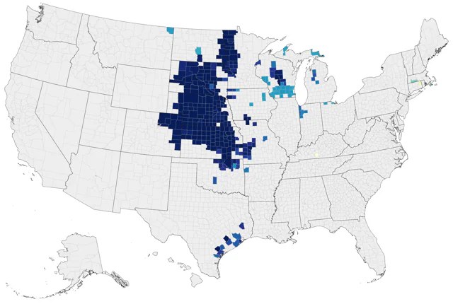 Greater Prairie-Chicken county map