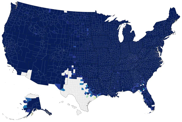 Hairy Woodpecker county map