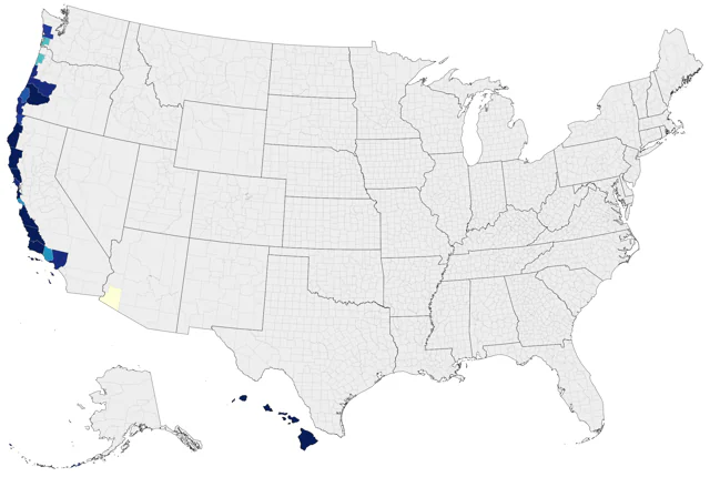 Hawaiian Petrel county map