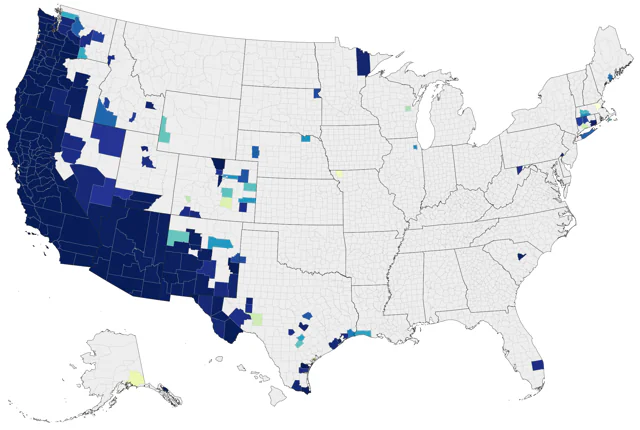 Hermit Warbler county map