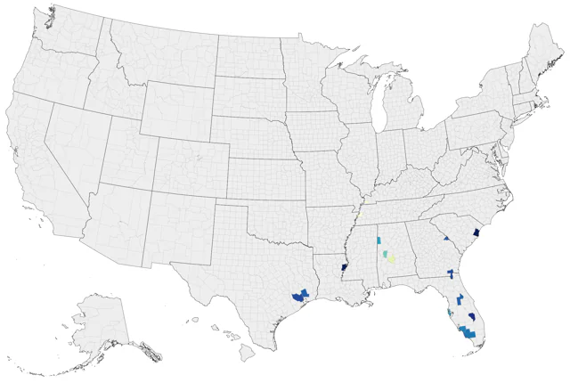 Ivory-billed Woodpecker county map