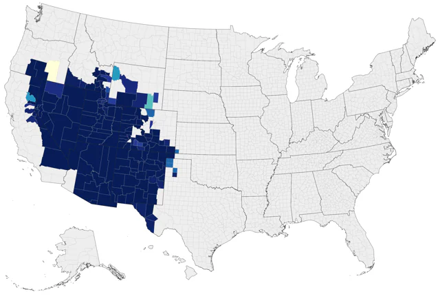Juniper Titmouse county map