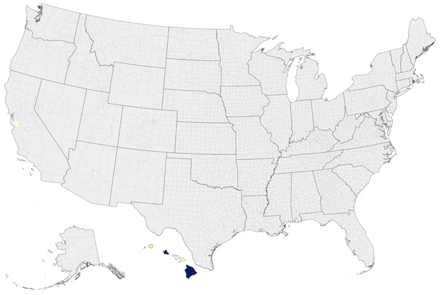 Kalij Pheasant county map