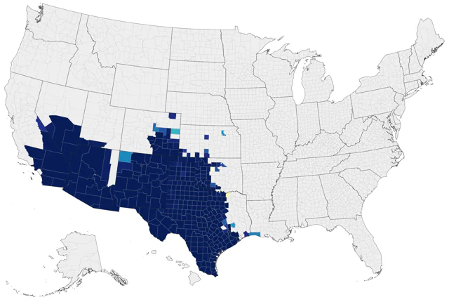 Ladder-backed Woodpecker county map
