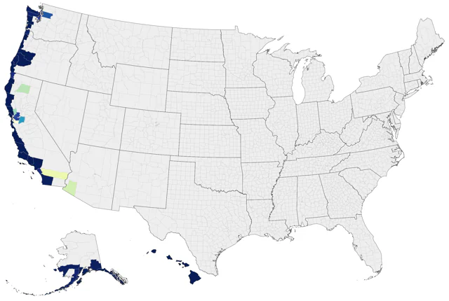 Laysan Albatross county map