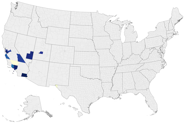 Lesser Flamingo county map
