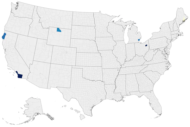 Lesser Frigatebird county map