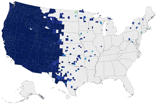 Lewis's Woodpecker county map